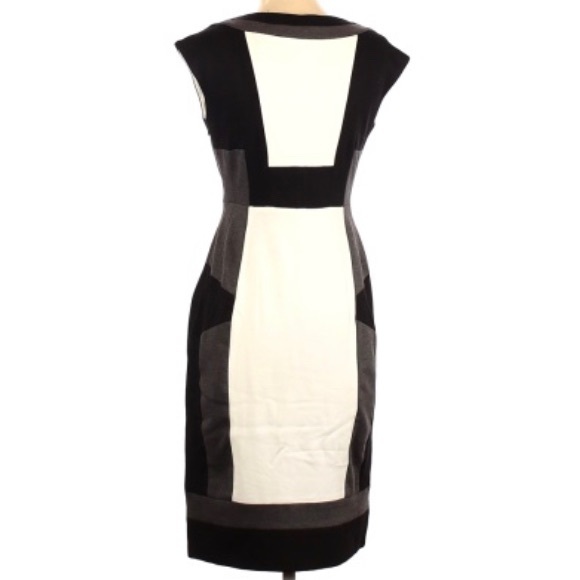 Maggy London Black Ivory & Gray Bodycon Cocktail Dress - Size 6 - Picture 2 of 5